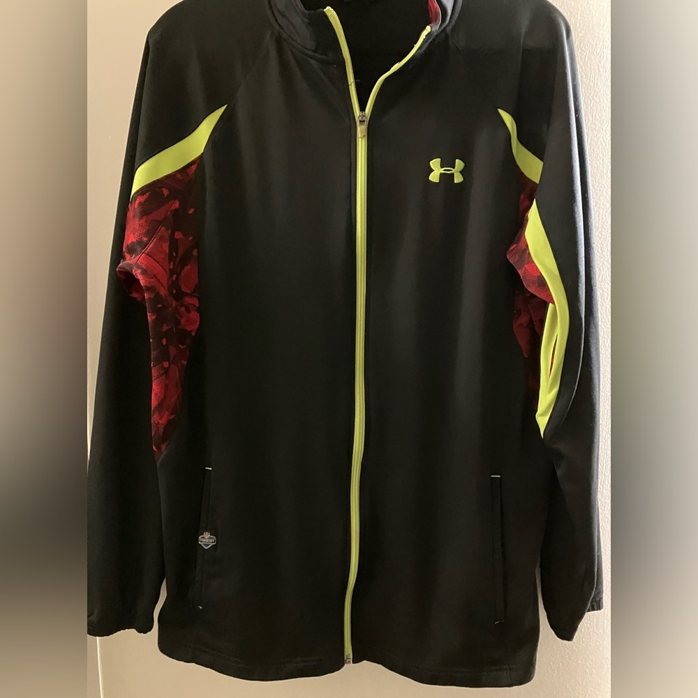 Men’s XL‎ Under Armour NFL Combine Authentic Black Neon Green and Red Jacket